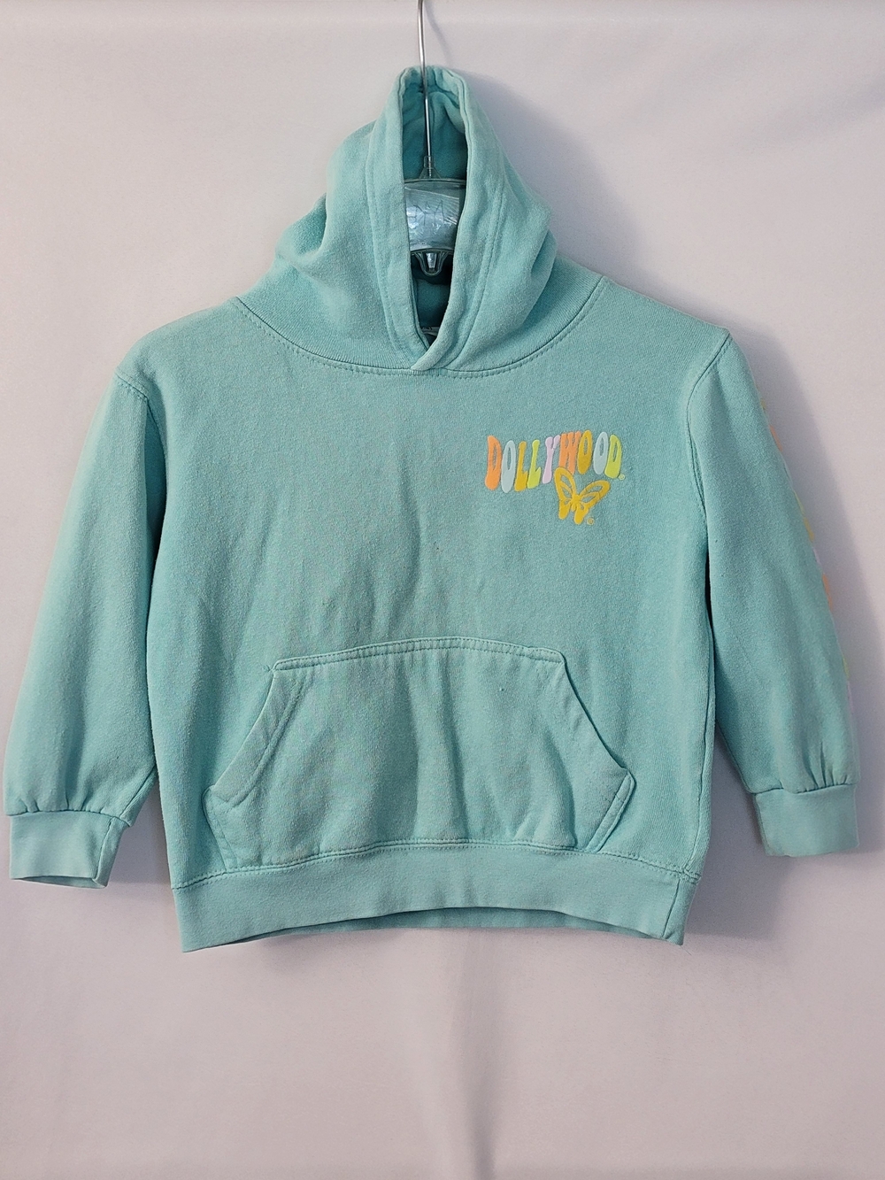Dollywood Mint Green Kids Pullover Hoodie Sweatshirt Size S (7/8)